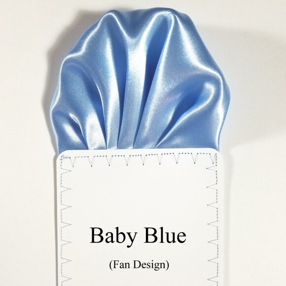 New - Men's Baby Blue Satin Pre-Folded Pocket Square Insert - Picture 3 of 4